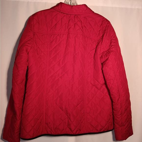 EUC Studio Works M Red Quilted Jacket Black Trim Button Up Pockets NICE! - Picture 4 of 7
